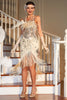 Załaduj obraz do przeglądarki galerii, Szampańskie Cienkich Ramiączkach Sukienka Lata 20 Wielki Gatsby Z Frędzlami