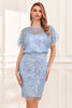 Załaduj obraz do przeglądarki galerii, Pochwa Jewel Neck Szary Niebieski Cekiny Suknia Ślubna dla Gości