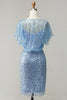 Załaduj obraz do przeglądarki galerii, Szaro-niebieska cekinowa sukienka koktajlowa Bodycon