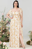 Off the Shoulder Plus size Sukienka dla druhen z rozcięciem
