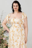 Off the Shoulder Plus size Sukienka dla druhen z rozcięciem