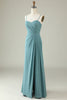 Załaduj obraz do przeglądarki galerii, Zielona Drapowana Długa Szyfonowa Sukienka Dla Druhen