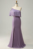 Załaduj obraz do przeglądarki galerii, Plus Size Fioletowe Sukienki Dla Druhny Na Jedno Ramię z Rozcięciem