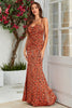 Załaduj obraz do przeglądarki galerii, Pomarańczowa Syrenka Bez pleców Długa drukowana suknia dla gości weselnych