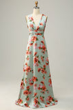 Linia Halter Neck Copper Long Bridesmaid Dress z Criss Cross Back
