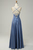 Załaduj obraz do przeglądarki galerii, Szaro-niebieska Długa Sukienka Na Wesele Bez Pleców