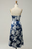 Załaduj obraz do przeglądarki galerii, Niebieska Cienkich Ramiączkach Kwiatowy Nadruk Sukienki Dla Druhny
