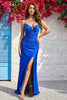 Załaduj obraz do przeglądarki galerii, Cienkich Ramiączkach Królewska Niebieska Sukienki Na Studniówke z Koralikami