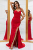 Załaduj obraz do przeglądarki galerii, Syrena Cienkich Ramiączkach Czerwona Długa Sukienki Na Studniówke z Koralikami