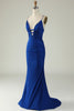 Załaduj obraz do przeglądarki galerii, Syrena Cienkich Ramiączkach Królewska Niebieska Sukienki Wieczorowe
