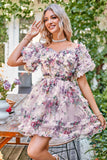 Gorgeous A Line Off the Shoulder Fuchsia Tinle Krótka sukienka Homecoming z krótkimi rękawami
