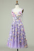 Załaduj obraz do przeglądarki galerii, Linia Cienkich Ramiączkach Fioletowe Sukienki Na Studniówke z Kwiatami 3D