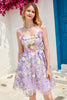 Załaduj obraz do przeglądarki galerii, Fioletowy Słodki Gorset Sukienki Na Impreze Z Kwiatami 3d