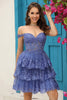 Załaduj obraz do przeglądarki galerii, Błyszczący Ciemnoniebieski Sukienki Koktajlowe z Gorsetem