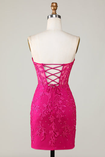Gorąca sprzedaż Bodycon Sweetheart Purpurowy gorset Homecoming Dress z aplikacjami
