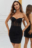 Załaduj obraz do przeglądarki galerii, Krótkie Czarna Sukienki Koktajlowe z Gorsetem