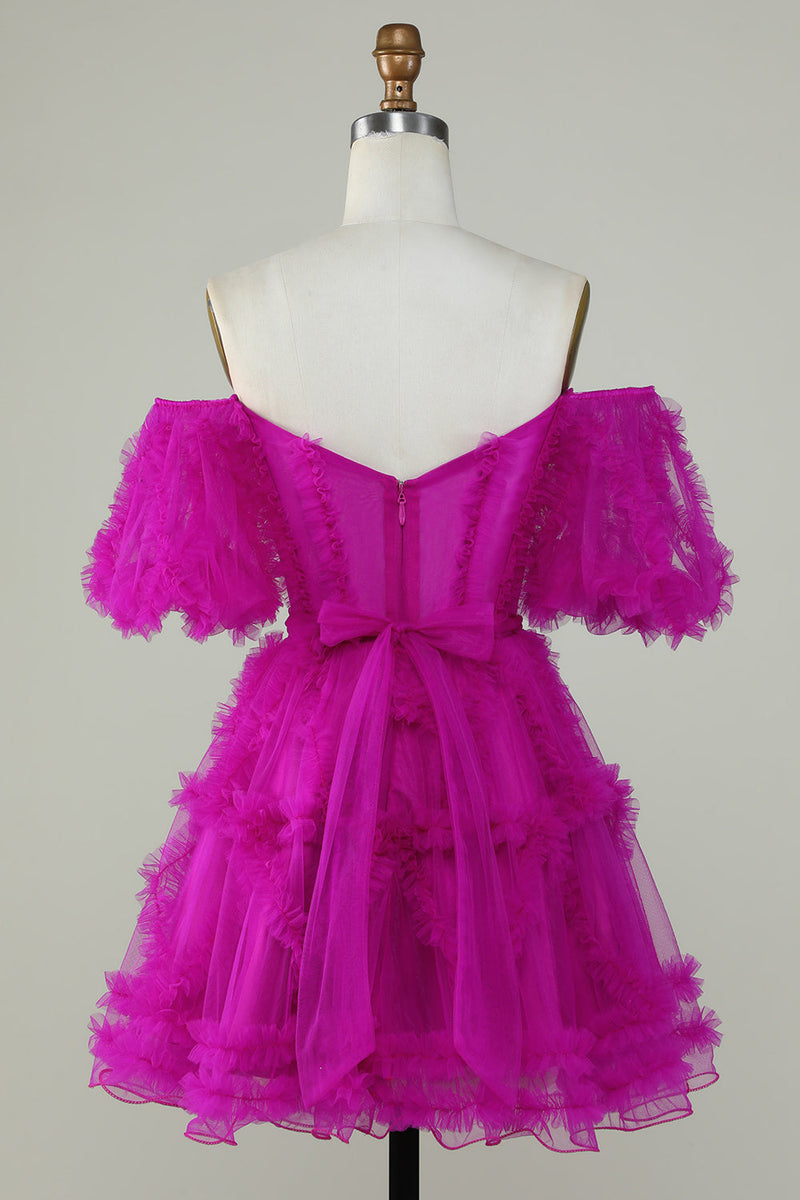 Załaduj obraz do przeglądarki galerii, Rumieniec Gorsetowa Sukienki Koktajlowe z Odkrytymi Ramionami