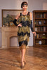Załaduj obraz do przeglądarki galerii, Złote Frędzle Flapper Wielka Sukienka Gatsby Z Cekinami