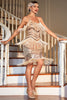 Załaduj obraz do przeglądarki galerii, Cienkich Ramiączkach Szampan Sukienka Lata 20 Wielki Gatsby z Frędzlami