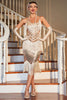 Załaduj obraz do przeglądarki galerii, Cienkich Ramiączkach Szampan Sukienka Lata 20 Wielki Gatsby z Frędzlami