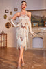 Załaduj obraz do przeglądarki galerii, Cienkich Ramiączkach Szampan Sukienka Cekiny Lata 20 z Frędzlami