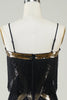 Załaduj obraz do przeglądarki galerii, Czarne Cienkich Ramiączkach Cekinowe Sukienka Lata 20 z Frędzlami