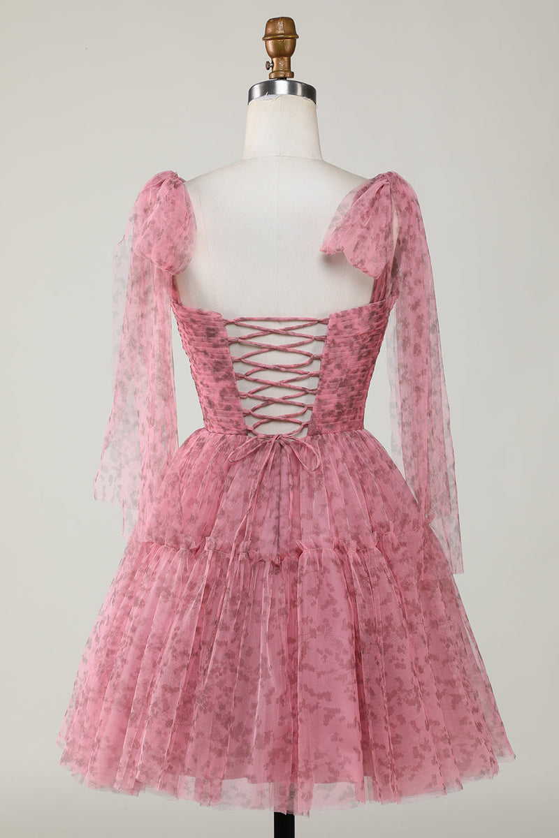 Załaduj obraz do przeglądarki galerii, Rumieniec Druk Krótka Tiulowa Sukienki Koktajlowe