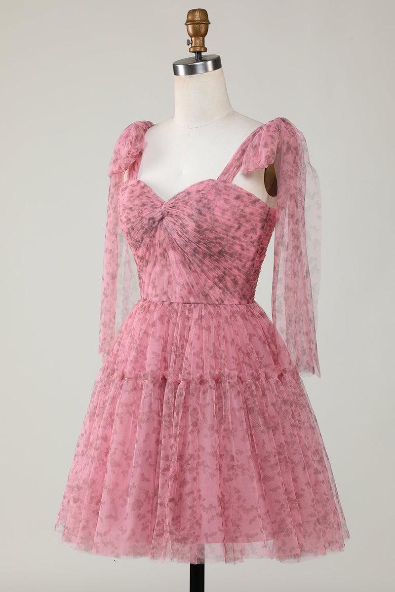 Załaduj obraz do przeglądarki galerii, Rumieniec Druk Krótka Tiulowa Sukienki Koktajlowe