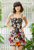 Załaduj obraz do przeglądarki galerii, Czarne Cienkich Ramiączkach Pochwa Sukienki Na Impreze Z Kwiatami 3D