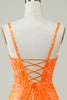 Załaduj obraz do przeglądarki galerii, Brokat pomarańczowy obcisły Homecoming Dress z koralikami