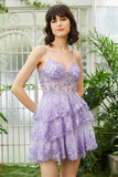 Śliczne paski spaghetti z linii ciemnoniebieski błyszczący gorset Homecoming Dress