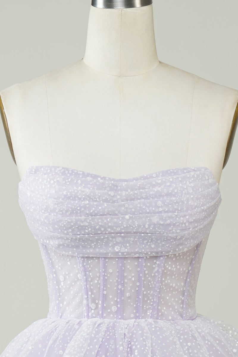 Załaduj obraz do przeglądarki galerii, Błyszczący fioletowy gorset warstwowy słodki Homecoing Sukienka