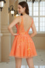 Załaduj obraz do przeglądarki galerii, Orange A Line Glitter Homecoming Sukienka z cekinami