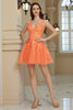 Załaduj obraz do przeglądarki galerii, Orange A Line Glitter Homecoming Sukienka z cekinami