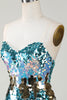 Załaduj obraz do przeglądarki galerii, Błyszcząca Niebieska Cekinowa Obcisła Krótka Sukienki Na Impreze