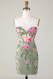 Wspaniała pochwa Sweetheart Czarny gorset Homecoming Dress z aplikacjami