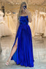 Załaduj obraz do przeglądarki galerii, Królewska Niebieska Długa Lustrzana Sukienka Na Studniówkę Z Rozcięciem