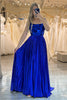 Załaduj obraz do przeglądarki galerii, Królewska Niebieska Długa Lustrzana Sukienka Na Studniówkę Z Rozcięciem