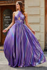 Załaduj obraz do przeglądarki galerii, Oszałamiająca Fioletowa Długa Sukienka Na Studniówkę Z Rozcięciem