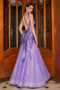 Załaduj obraz do przeglądarki galerii, Oszałamiająca Syrenka Dekolt W Szpic Fioletowe Cekiny Długa Sukienka Na Studniówkę Z Odkrytymi Plecami