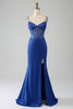 Załaduj obraz do przeglądarki galerii, Królewska Niebieska Sukienka Syrenka Na Studniówkę Z Gorsetem Z Koralikami