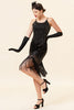 Załaduj obraz do przeglądarki galerii, Czarna Cienkich Ramiączkach Sukienka Lata 20 z Zestawem Akcesoria Lata 20