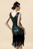 Załaduj obraz do przeglądarki galerii, Zielona Sukienka Wielki Gatsby z Frędzlami z Zestawem Akcesoria Lata 20