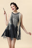 Załaduj obraz do przeglądarki galerii, Morelowa Sukienka Lata 20 z Frędzlami z Zestawem Akcesoria Lata 20