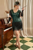 Załaduj obraz do przeglądarki galerii, Zielona Plus Size Sukienka Lata 20 Wielki Gatsby z Frędzlami z Zestawem Akcesoria Lata 20
