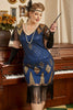 Załaduj obraz do przeglądarki galerii, Plus Size Królewska Niebieska Sukienka Wielki Gatsby z Frędzlami z Zestawem Akcesoria Lata 20