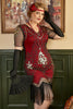 Załaduj obraz do przeglądarki galerii, Czerwona Plus Size Sukienka Wielki Gatsby z Frędzlami z Zestawem Akcesoria Lata 20
