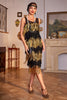 Załaduj obraz do przeglądarki galerii, Błyszczące Czarne I Złote Cekiny Sukienka Wielki Gatsby Z Zestawem Akcesoriów