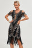 Załaduj obraz do przeglądarki galerii, Brokatowa Czarna Cekiny Sukienka Flapper Z Akcesoriami Zestaw