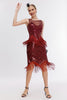 Załaduj obraz do przeglądarki galerii, Czerwona Błyszcząca Sukienka Wielki Gatsby Z Akcesoriami Zestaw